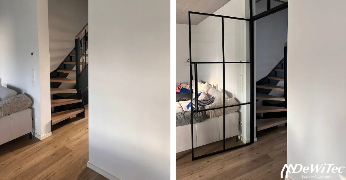 Maßgefertigte Lofttür aus Stahl und Glas: Offene Architektur bewahren und gleichzeitig für mehr Ruhe sorgen